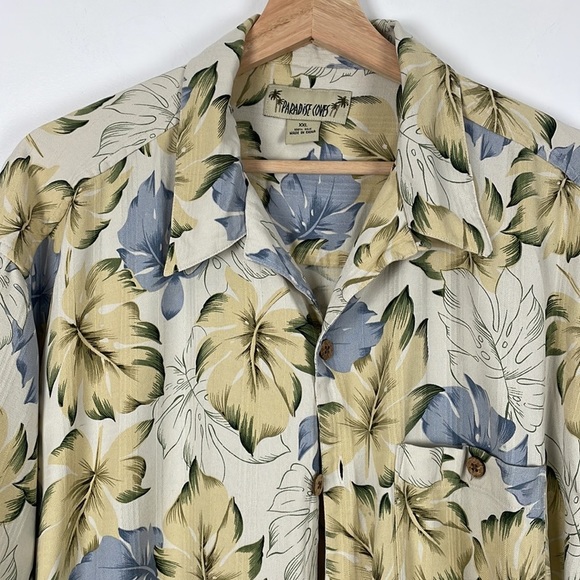 Paradise Coves men's short sleeve Hawaii leaves button down 1 front pocket shirt - Picture 4 of 7